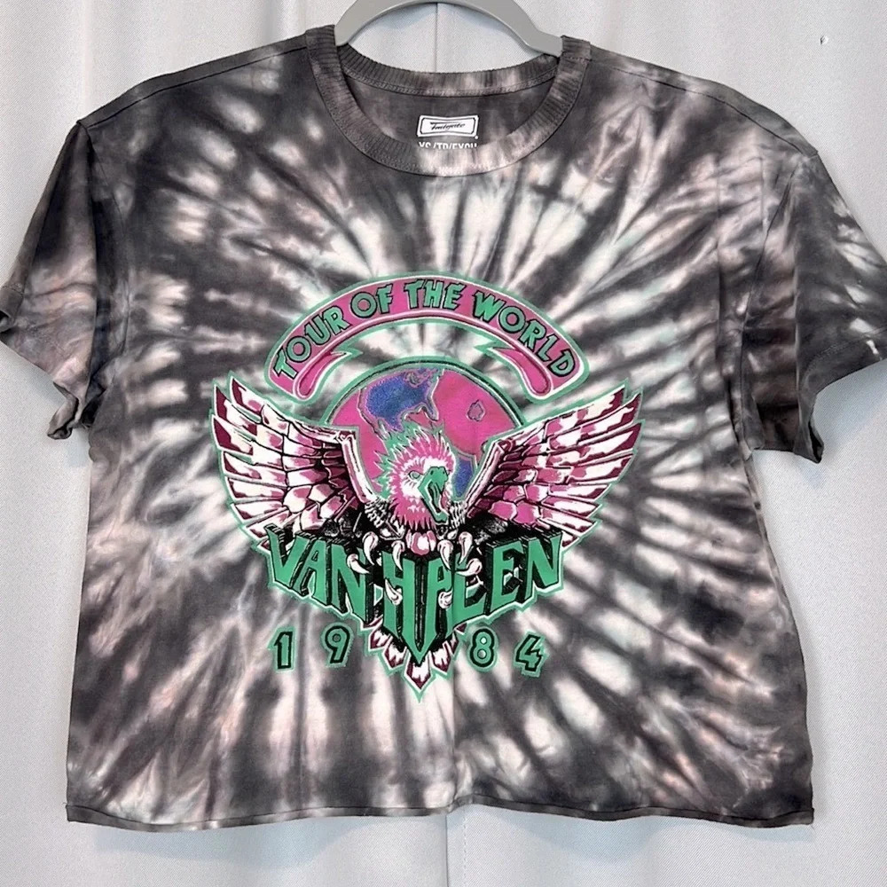 American Eagle Outfitters Tailgate Van Halen Tour Of‎ The World Tie-Dye Crop Top